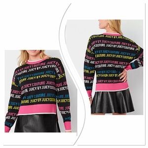 Juicy Couture Pink Multicolor Logo Sweater